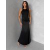 Černé elegantní saténové šaty VELMORO s body (Veľkosť ONESIZE)