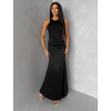 Čierne elegantné saténové šaty VEĽMORO s bodmi