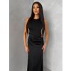 Černé elegantní saténové šaty VELMORO s body (Veľkosť ONESIZE)