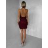 Vínové třpytivé koktejlové krátké šaty OPLENA (Veľkosť ONESIZE)