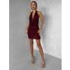 Vínové třpytivé koktejlové krátké šaty OPLENA (Veľkosť ONESIZE)