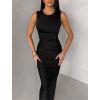 Černé dlouhé tvarující společenské šaty DRAVELY s rozparkem (Veľkosť ONESIZE)