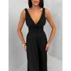 Černé saténové jednoduché společenské šaty EZMIRA (Veľkosť ONESIZE)