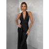 Čierne saténové spoločenské dlhé šaty CELESTIA s vlečkou