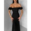 Černé společenské dlouhé plesové šaty LUNZARO (Veľkosť ONESIZE)