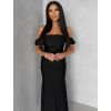 Černé společenské dlouhé plesové šaty LUNZARO (Veľkosť ONESIZE)