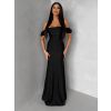 Černé společenské dlouhé plesové šaty LUNZARO (Veľkosť ONESIZE)