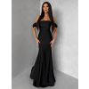 Černé společenské dlouhé plesové šaty LUNZARO (Veľkosť ONESIZE)
