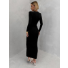 Čierne spoločenské dlhé šaty FAYLORI s výstrihom