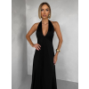 Čierne spoločenské dlhé šaty NORÉLIE s výstrihom