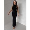 Černé společenské dlouhé šaty OLIVIEN s body (Veľkosť ONESIZE)