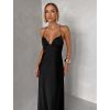Černé společenské dlouhé šaty ZUNDARA na ramínka (Veľkosť L)