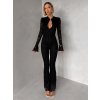 Čierny čipkovaný spoločenský dlhý overal WAIVANY