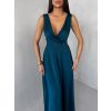 Petrolejové saténové jednoduché společenské šaty EZMIRA (Veľkosť ONESIZE)