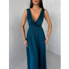 Petrolejové saténové jednoduché spoločenské šaty EZMIRA