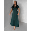 Smaragdové elegantné jednoduché midi šaty OMNIS