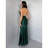 Smaragdové saténové dlhé spoločenské šaty CELESTIA s vlečkou
