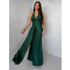 Smaragdové saténové dlhé spoločenské šaty CELESTIA s vlečkou
