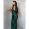Smaragdové saténové dlhé spoločenské šaty CELESTIA s vlečkou
