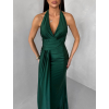 Smaragdové saténové dlhé spoločenské šaty CELESTIA s vlečkou