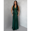 Smaragdové saténové dlhé spoločenské šaty CELESTIA s vlečkou