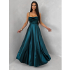 Smaragdové saténové dlhé spoločenské šaty LUNOREX