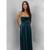 Smaragdové saténové dlouhé společenské šaty LUNOREX (Veľkosť ONESIZE)