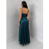 Smaragdové saténové dlhé spoločenské šaty LUNOREX