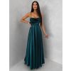 Smaragdové saténové dlouhé společenské šaty LUNOREX (Veľkosť ONESIZE)
