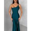 Smaragdové společenské asymetrické šaty GAREVIA s rozparkem (Veľkosť ONESIZE)