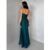 Smaragdové spoločenské asymetrické šaty GAREVIA s rázporkom