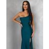 Smaragdové společenské asymetrické šaty GAREVIA s rozparkem (Veľkosť ONESIZE)