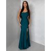Smaragdové společenské asymetrické šaty GAREVIA s rozparkem (Veľkosť ONESIZE)