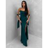 Smaragdové společenské dlouhé šaty BELUNA (Veľkosť ONESIZE)