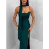 Smaragdové společenské dlouhé šaty BELUNA (Veľkosť ONESIZE)