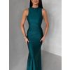 Smaragdové společenské dlouhé šaty LETERA s řasením (Veľkosť ONESIZE)