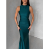 Smaragdové spoločenské dlhé šaty LETERA s riasením