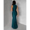 Smaragdové společenské dlouhé šaty LETERA s řasením (Veľkosť ONESIZE)