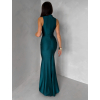 Smaragdové spoločenské dlhé šaty LETERA s riasením