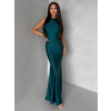Smaragdové spoločenské dlhé šaty LETERA s riasením