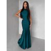 Smaragdové společenské dlouhé šaty LETERA s řasením (Veľkosť ONESIZE)