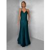Smaragdové společenské saténové dlouhé šaty CARMIYA (Veľkosť ONESIZE)