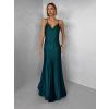 Smaragdové spoločenské saténové dlhé šaty CARMIYA