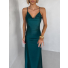 Smaragdové spoločenské saténové dlhé šaty CARMIYA