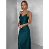 Smaragdové společenské saténové dlouhé šaty CARMIYA (Veľkosť ONESIZE)