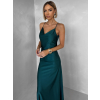 Smaragdové spoločenské saténové dlhé šaty CARMIYA