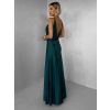 Smaragdové společenské saténové dlouhé šaty CARMIYA (Veľkosť ONESIZE)
