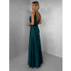 Smaragdové spoločenské saténové dlhé šaty CARMIYA