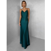 Smaragdové spoločenské saténové dlhé šaty CARMIYA