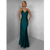 Smaragdové spoločenské saténové dlhé šaty CARMIYA